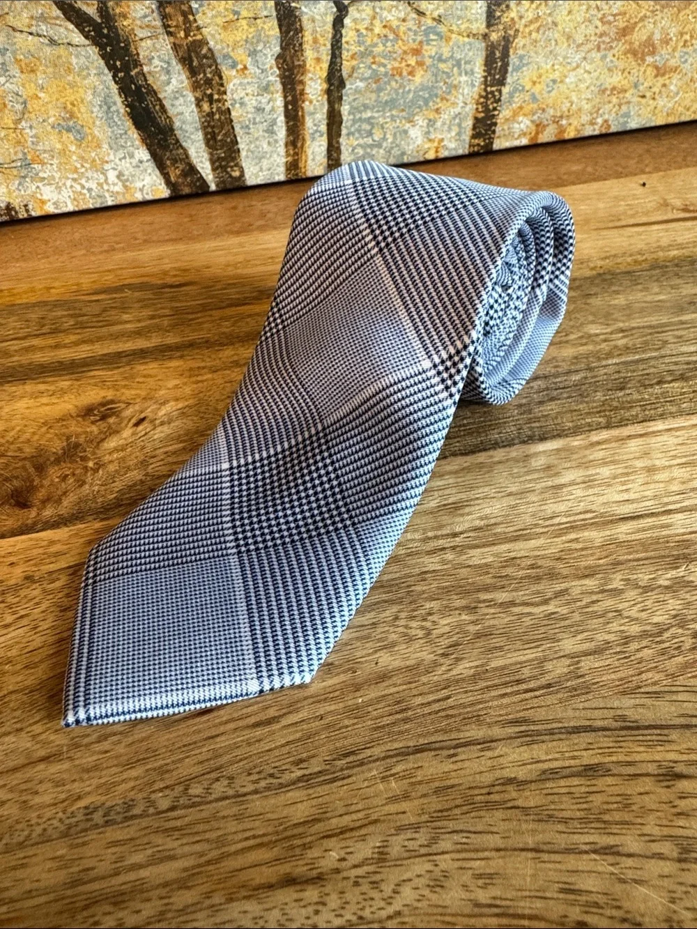 Lauren Ralph Lauren Blue/Grey Glen Plaid Prince of Wales  Men's Tie 60”
